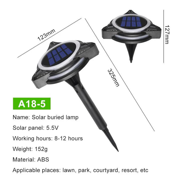 Set 4 pz Faretto Solare Luce Led RGB da Giardino con Sensore Crepuscolare IP68