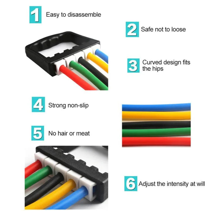 5 Spring Elastico per estensione petto e schiena. Allenamento a casa. Manubrio a molla portatile