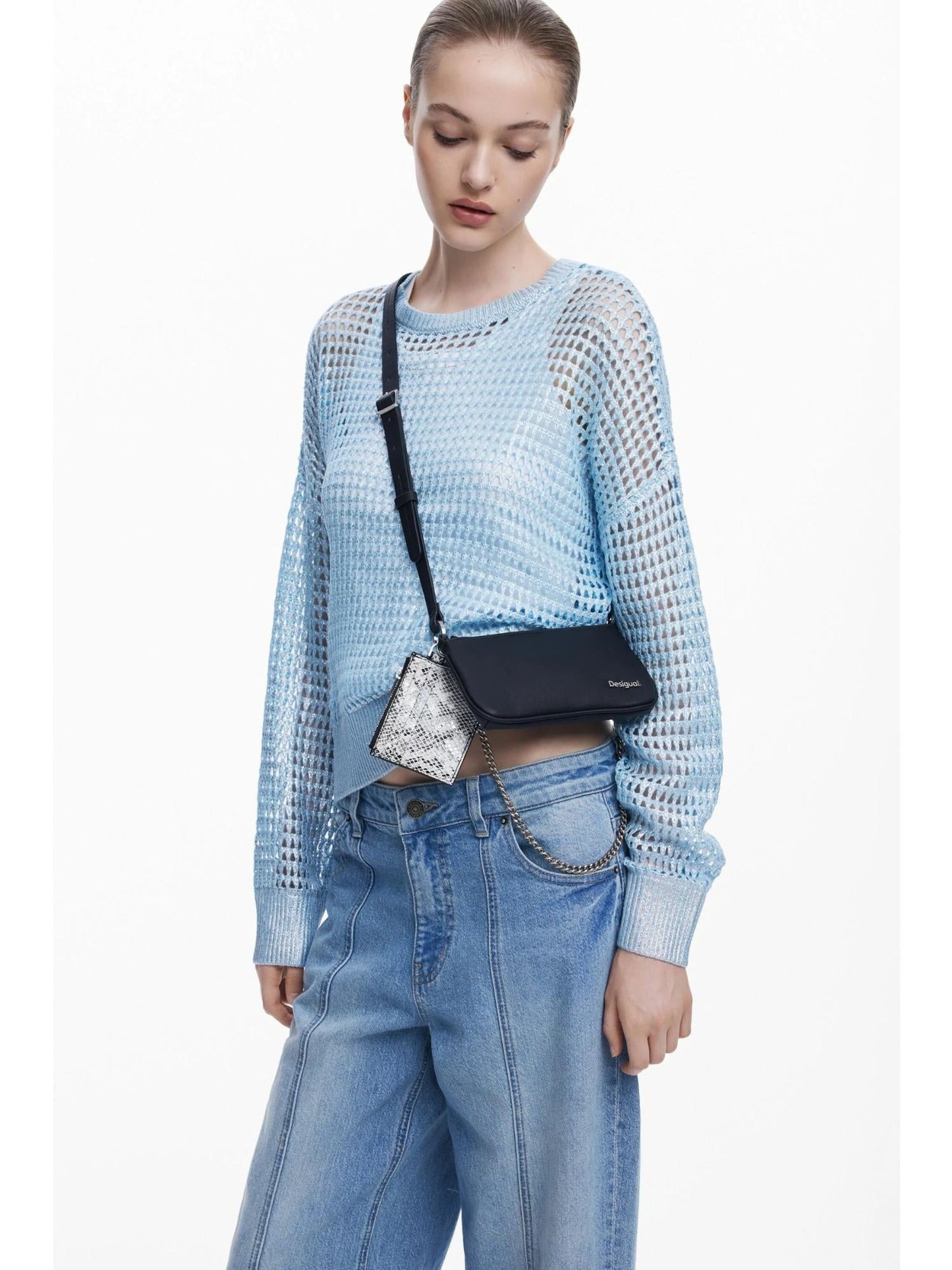 Desigual Portafoglio 2in1 serpente grande Donna Nero