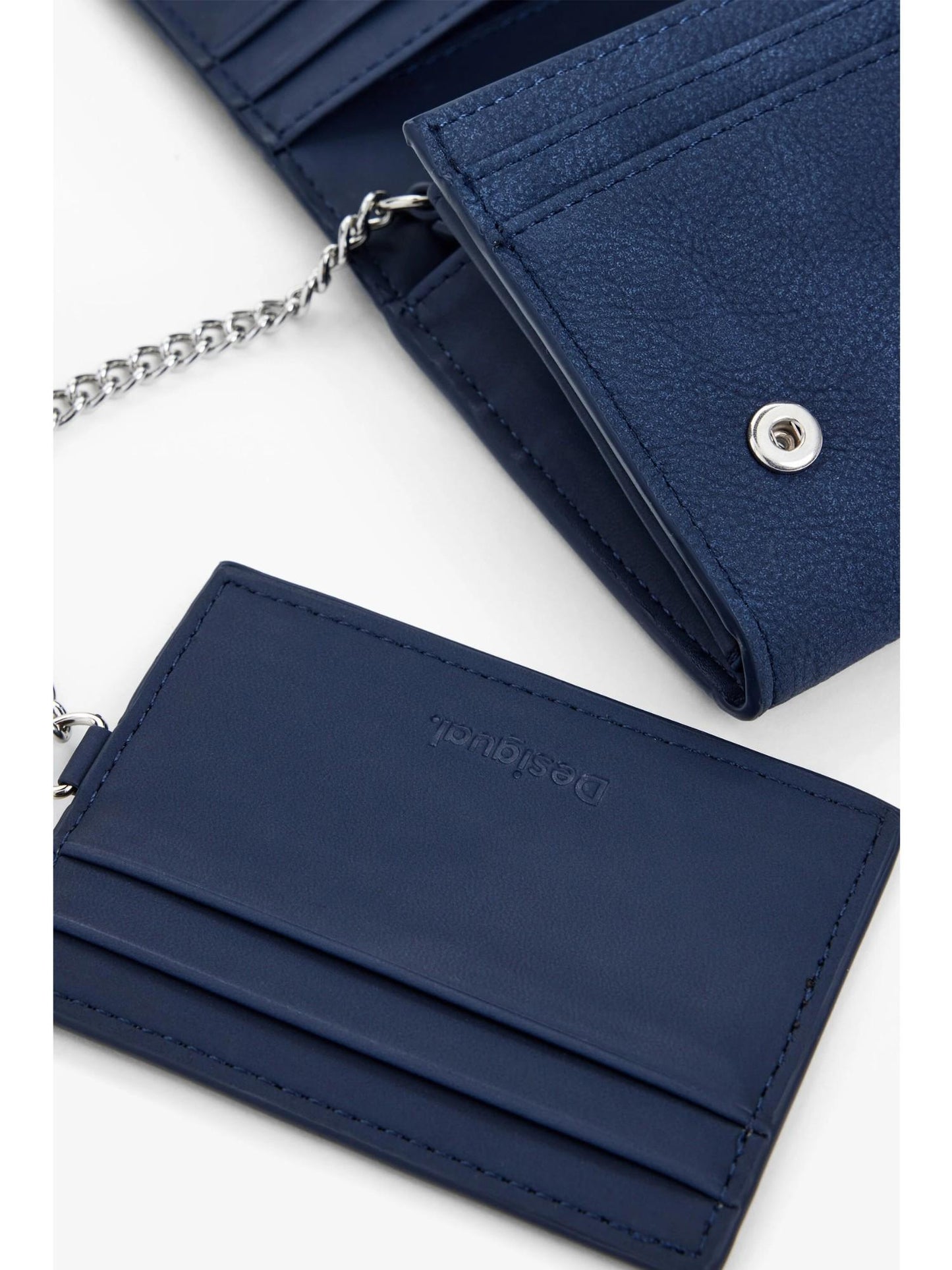 Desigual Portamonete effetto pelle ricamato medio Donna Blu