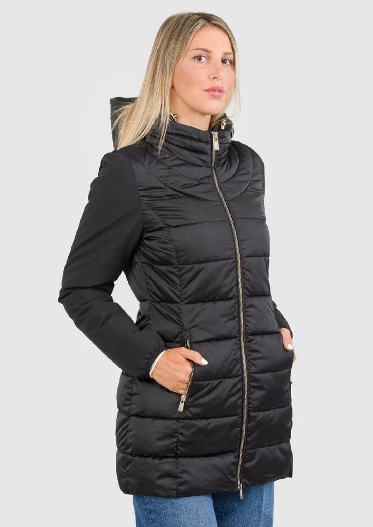 Yes Zee Giacca Lunga Donna Nera