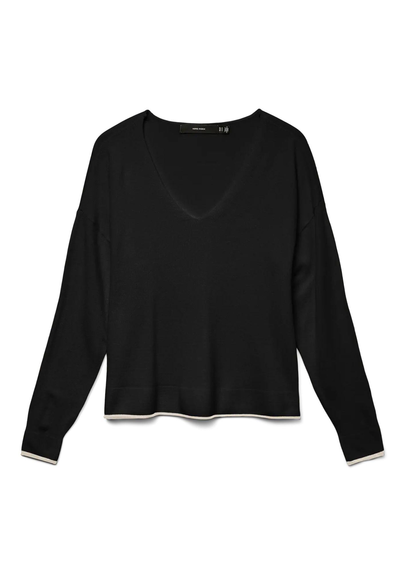 Vero Moda Maglione Donna Breeze Nero Con Dettagli Bianchi