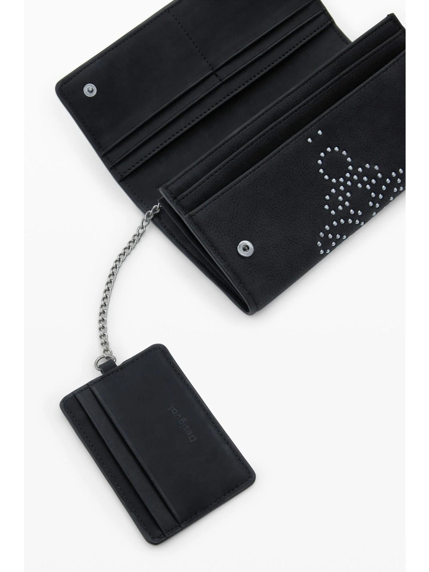Desigual Portafoglio borchie portacarte grande Donna Nero