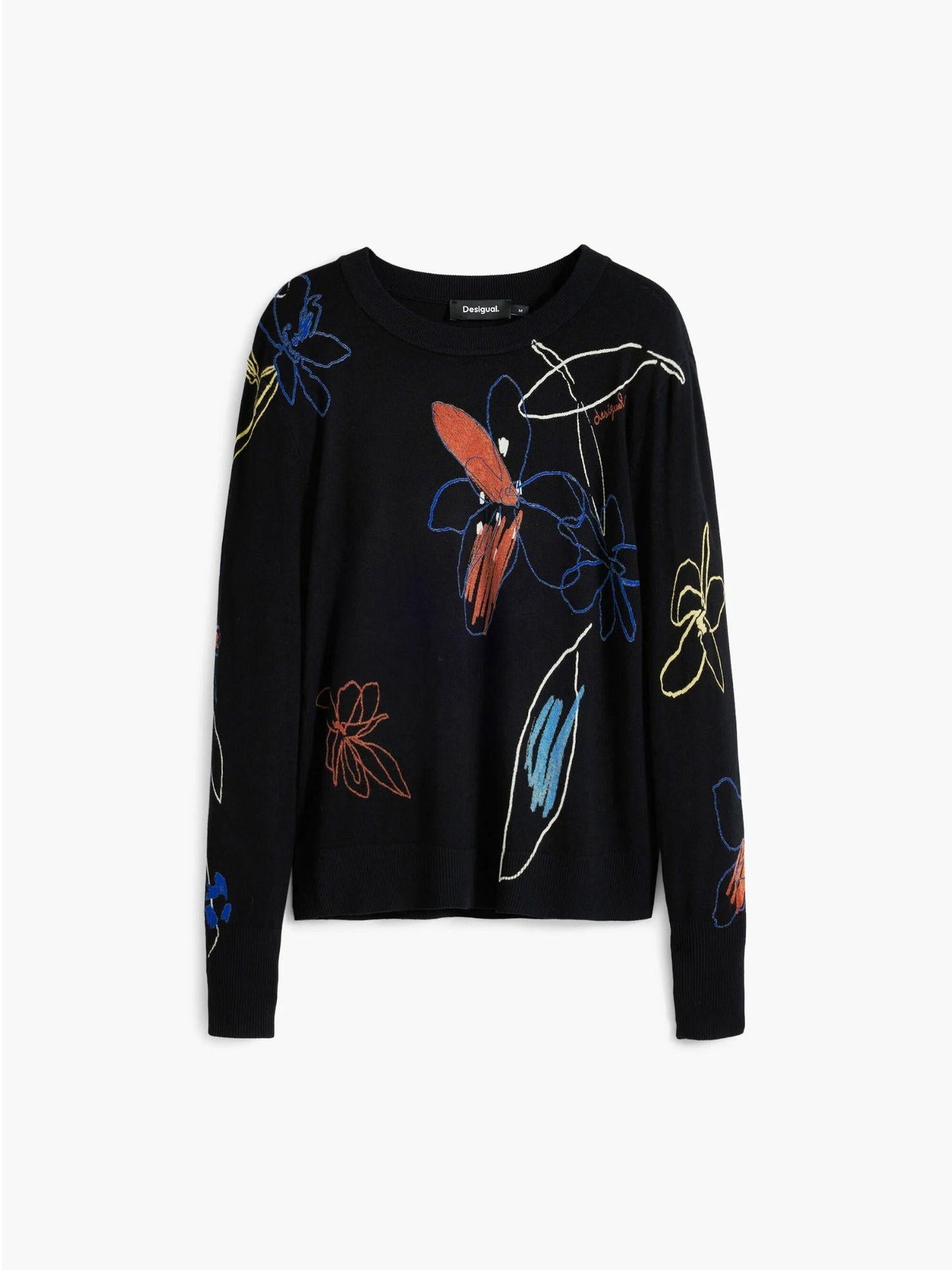 Desigual Maglione leggero con tratti floreali Donna Nero