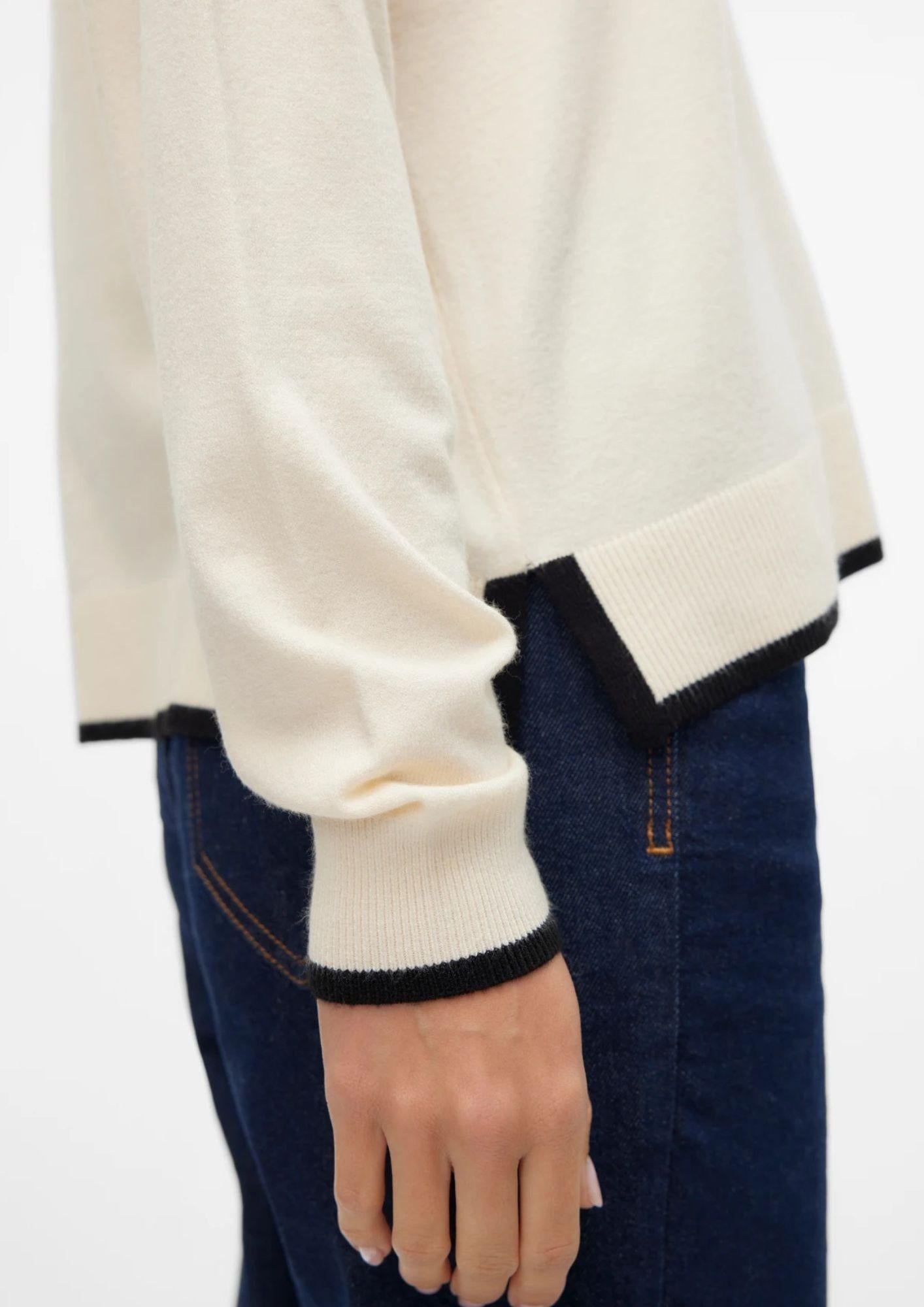 Vero Moda Maglione Donna Breeze Bianco Panna Con Dettagli Neri