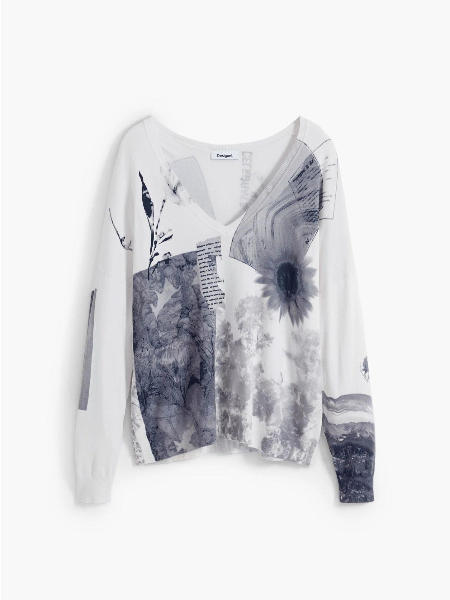 Desigual Maglione sottile collage Donna Bianco