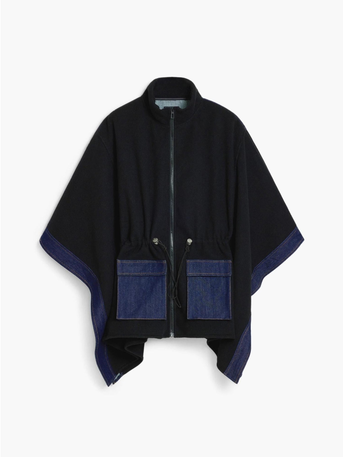 Desigual Poncho in denim combinato Donna Nero