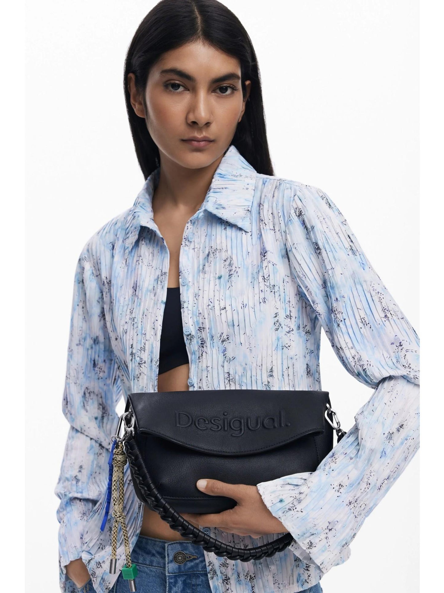 Desigual Borsa con logo 3D a patta media Donna Nero