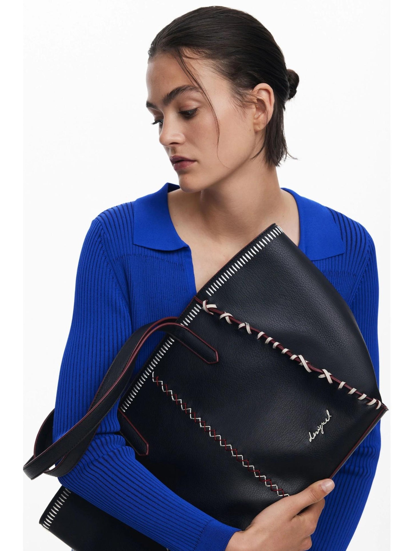 Desigual Borsa shopper grande con cuciture Donna Nero