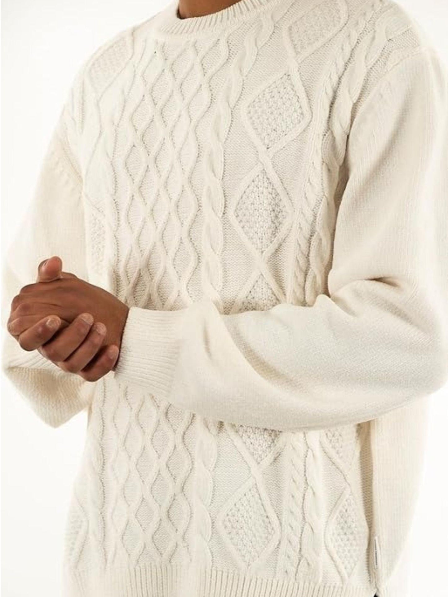 Armani Exchange Maglione Uomo Bianco Lavorazione Intrecciata