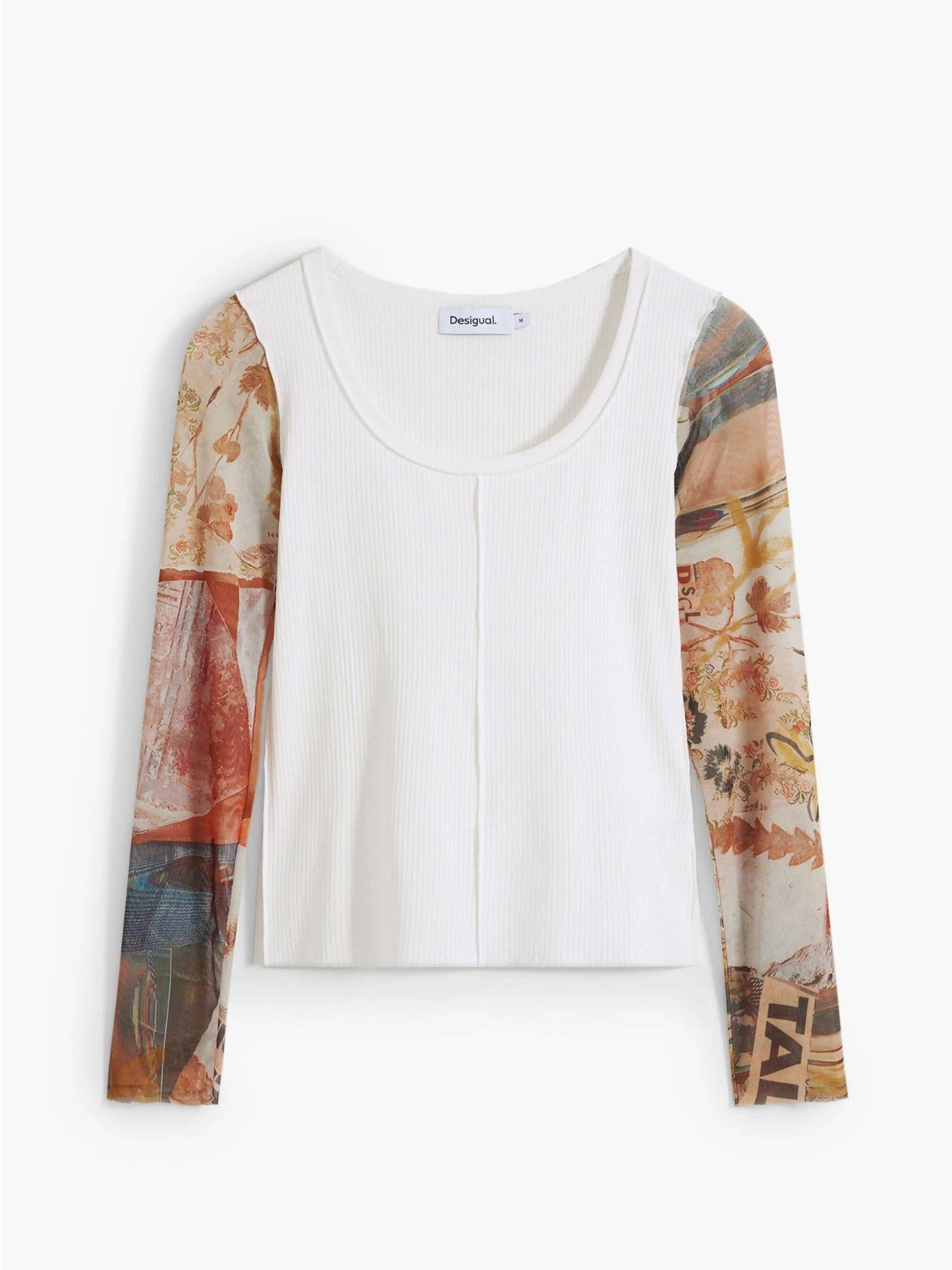 Desigual Maglietta con maniche in chiffon Donna Bianco