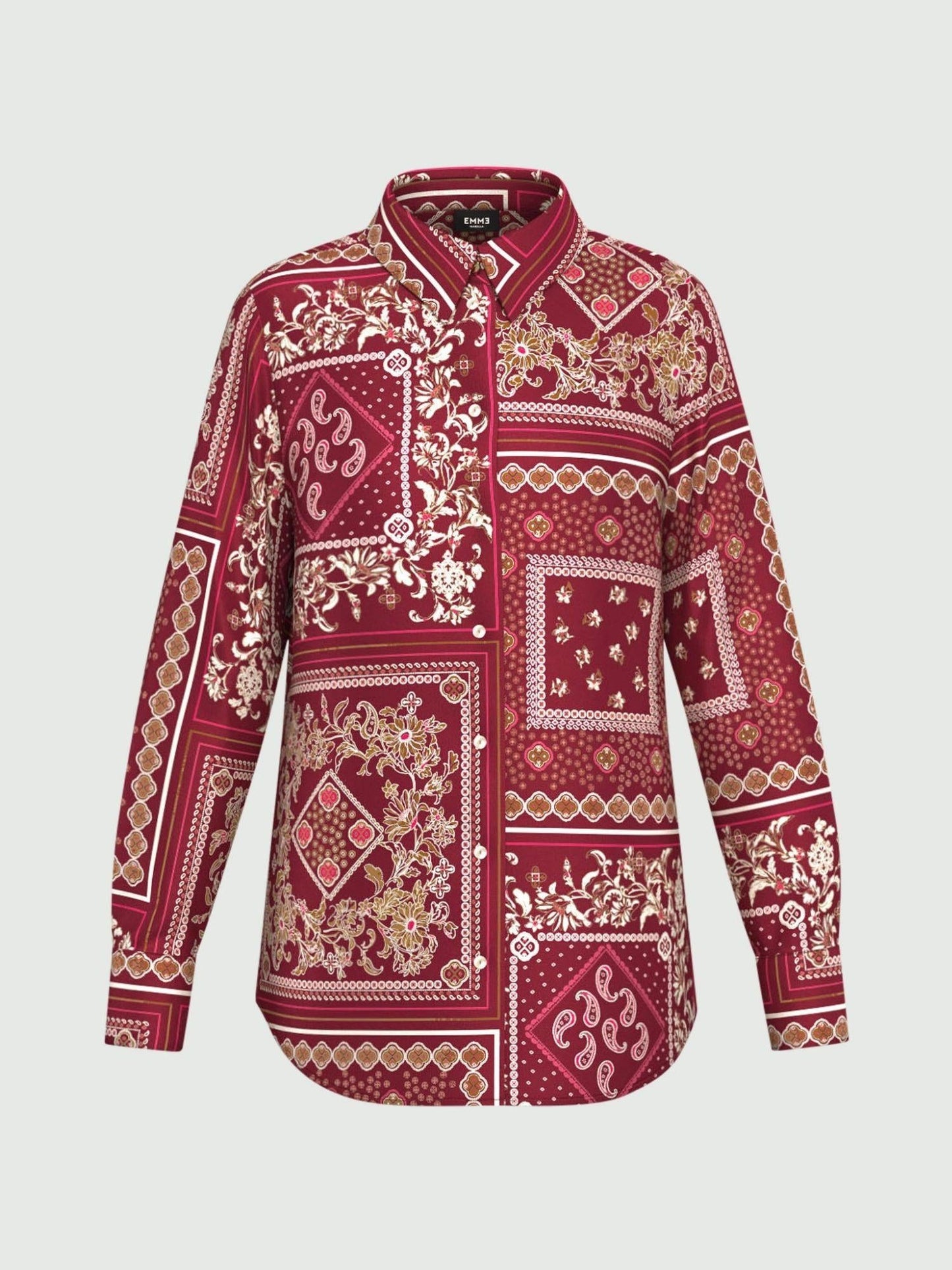 Emme Marella Camicia in twill di viscosa stampata Donna Brunico Bordeaux