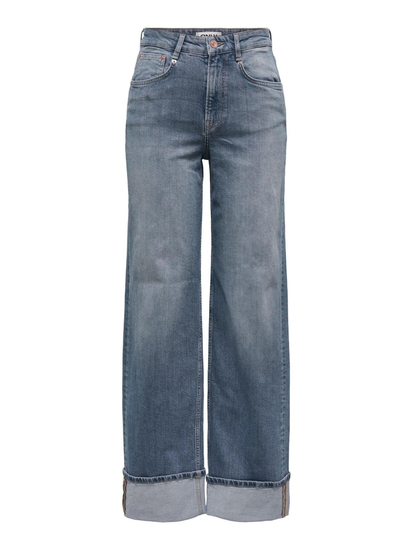 Only Jeans Donna Hope A Vita Alta Wide Leg Fit Special Blue Grey Denim