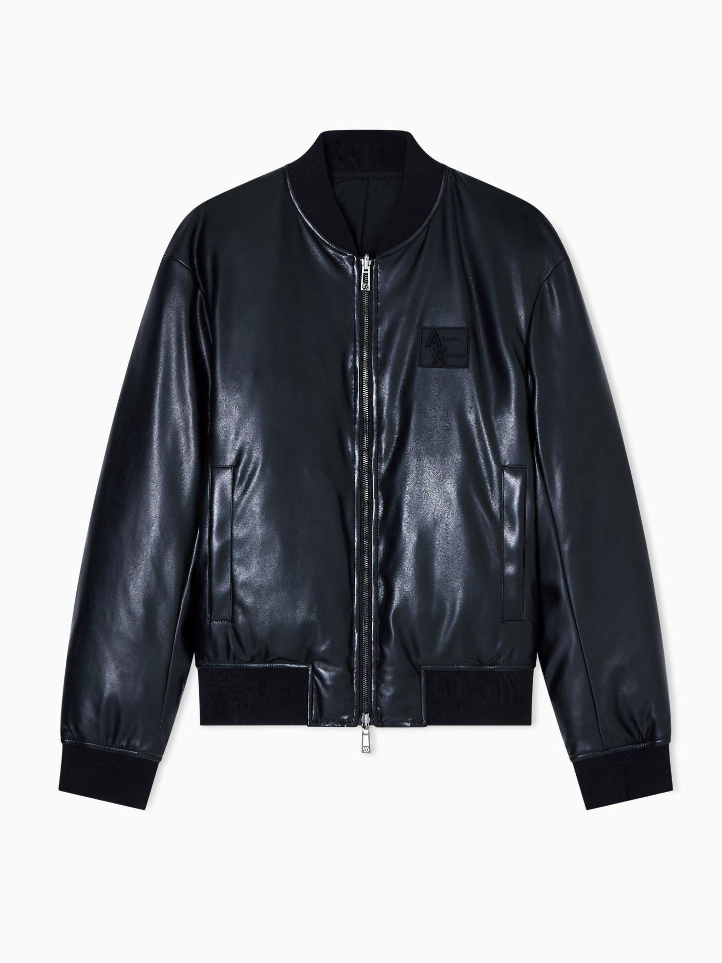 Armani Exchange Giacca Bomber Uomo in Tessuto Lucido Nero