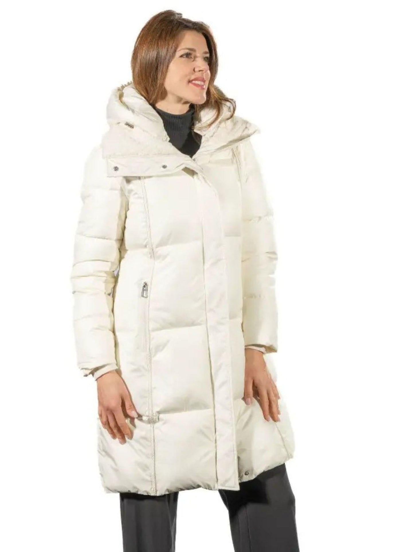 Satinette Giacca Invernale Lunga Donna Bianco Gesso