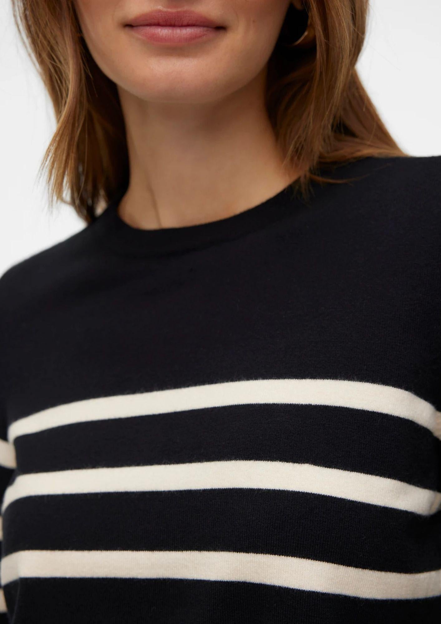 Vero Moda Maglione Donna Saba Nero A Righe Bianche