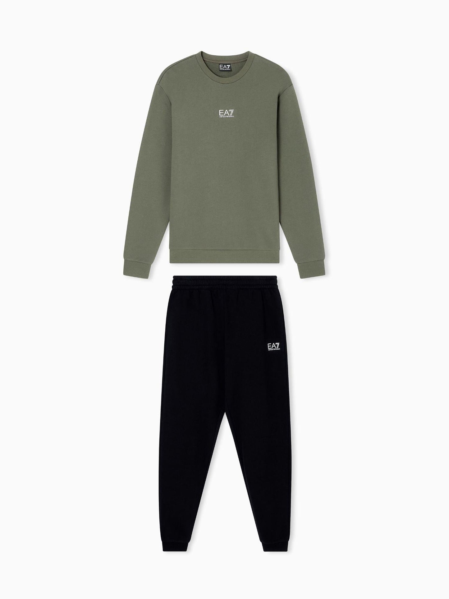 EA7 Emporio Armani Tuta Uomo Core Identity In Misto Cotone Verde Beetle Nero