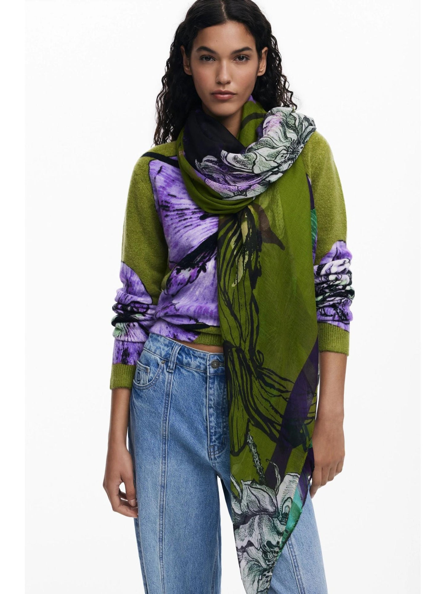 Desigual Foulard disegnato da Mr. Christian Lacroix Donna Blu