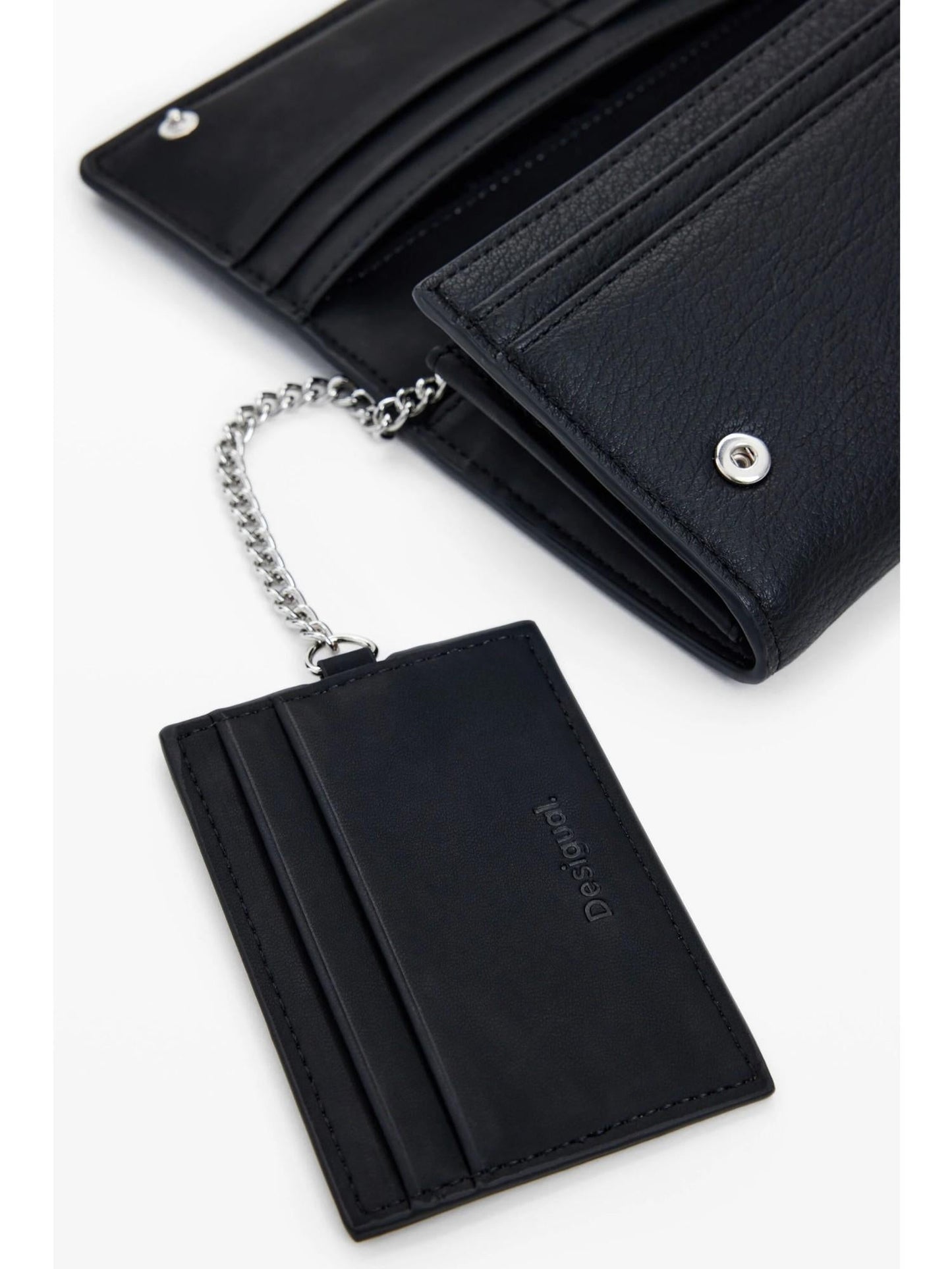 Desigual Portamonete effetto pelle ricamato medio Donna Nero