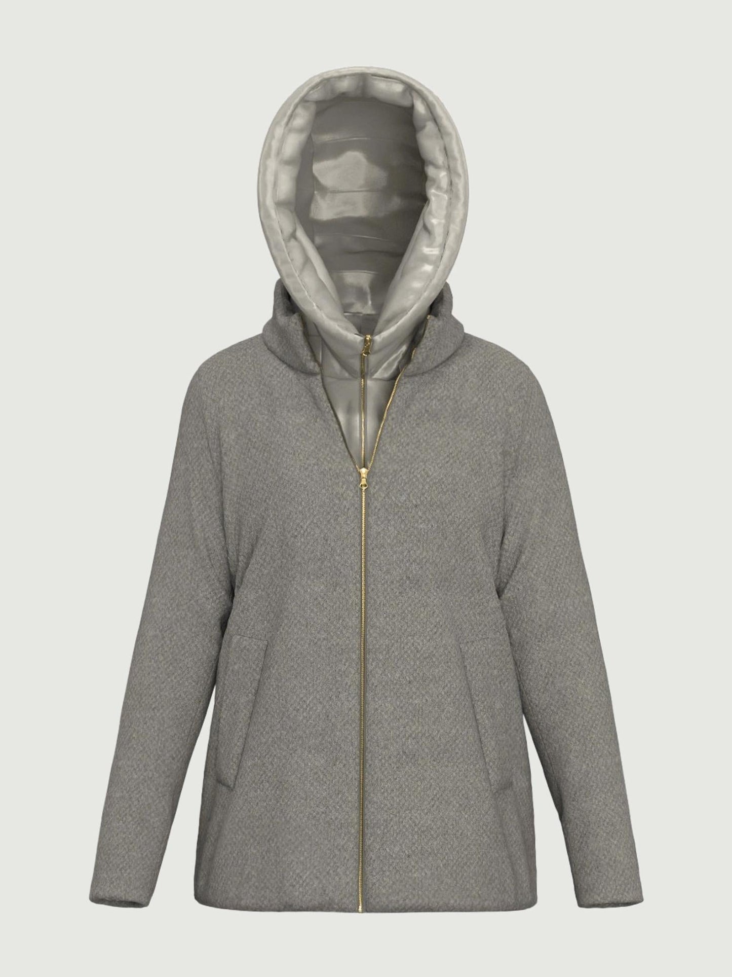 Emme Marella Giaccone Imbottito in Panno Soft Donna Sorriso Grigio Chiaro