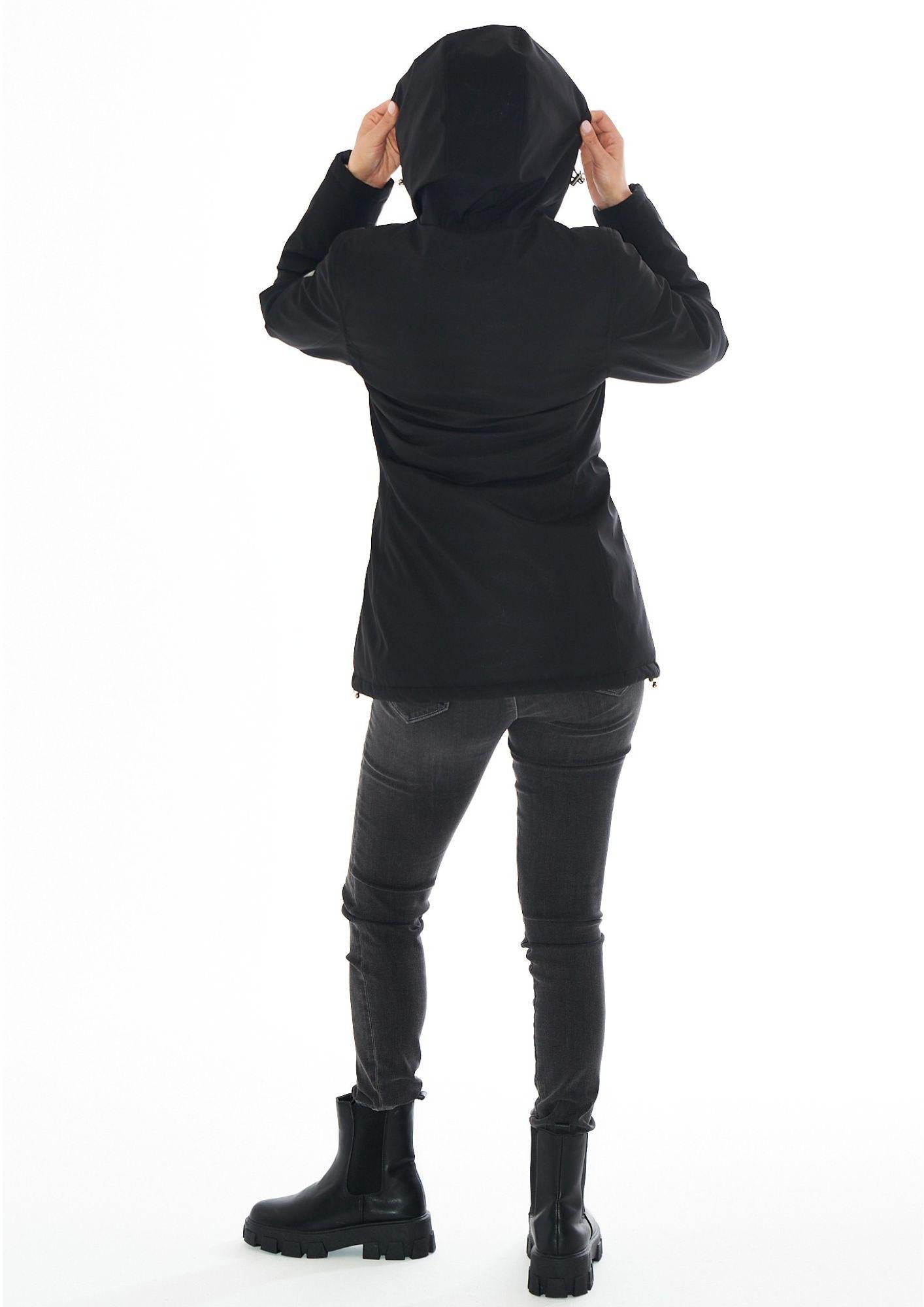Yes Zee Cappotto Softshell con Cappuccio e Coulisse Donna Nero