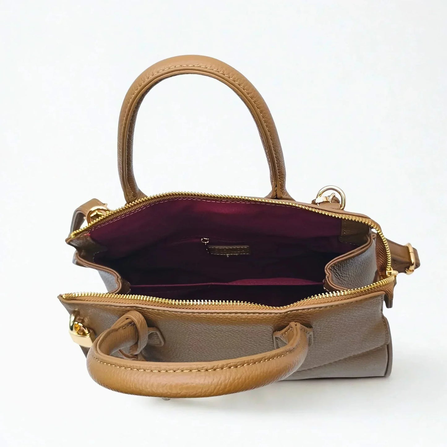 Leather Handbag with Shoulder Strap - MS-8345