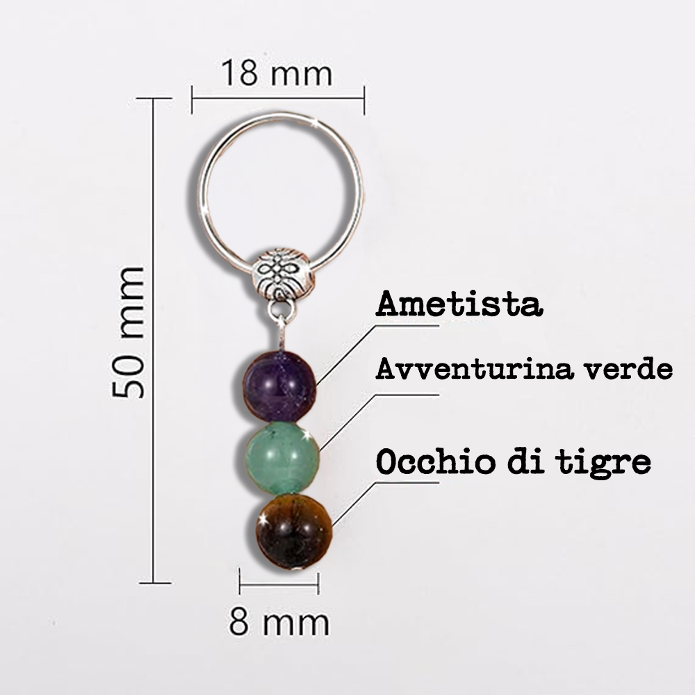 Portachiavi Con Cristalli Naturali Curativi - Segni Zodiacali - Gemelli