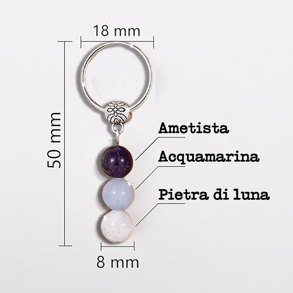 Portachiavi Con Cristalli Naturali Curativi - Segni Zodiacali - Acquario