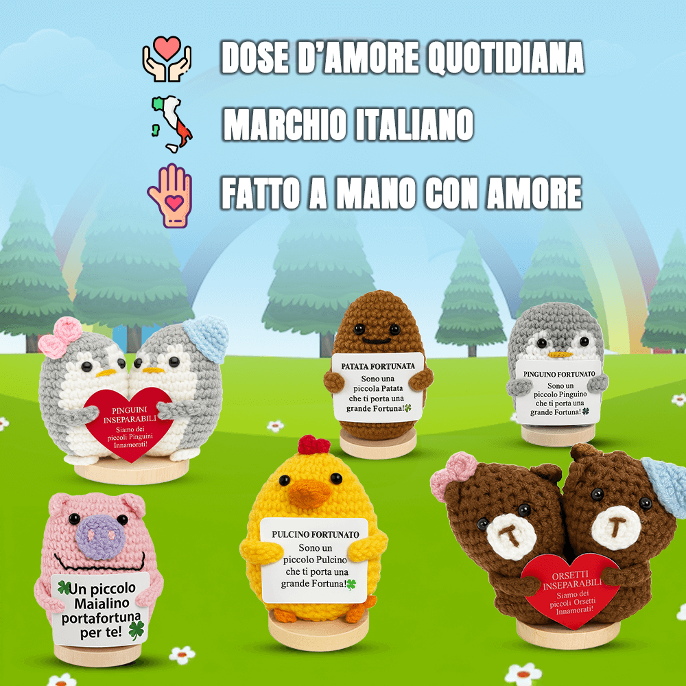 Peluche Crochet con Base in Legno - Orsetti Inseparabili