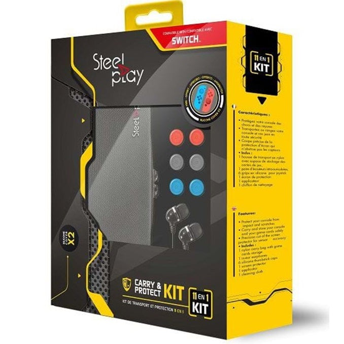 Steel-Play Custodia + 11 Accessori Nintendo Switch Cuffie Cover Joy-Con Schermo