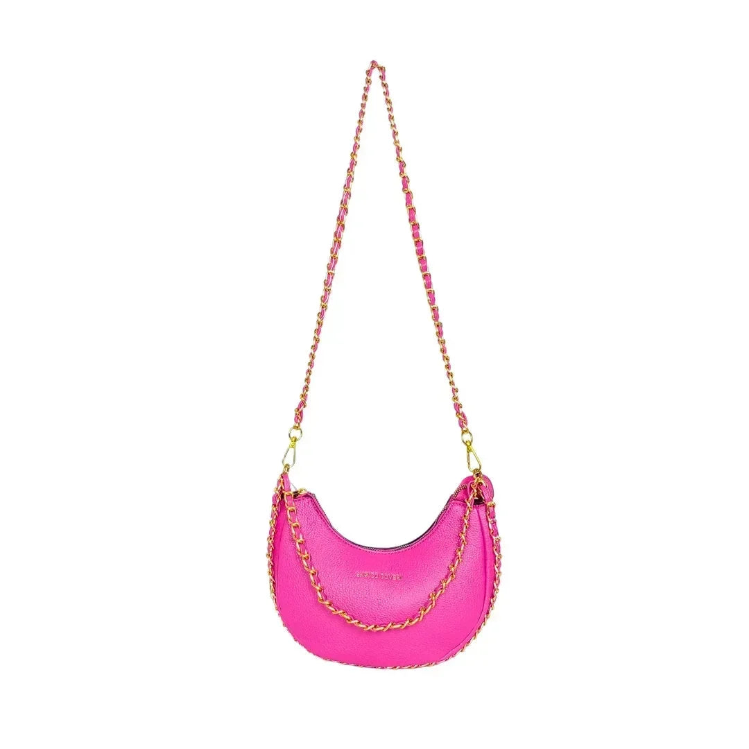 Pink Shoulder Bag with gold color chain strap MS-8824