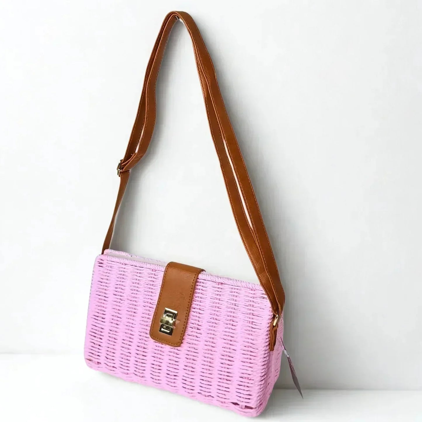 Pink Woven Shoulder Bag - MS-525