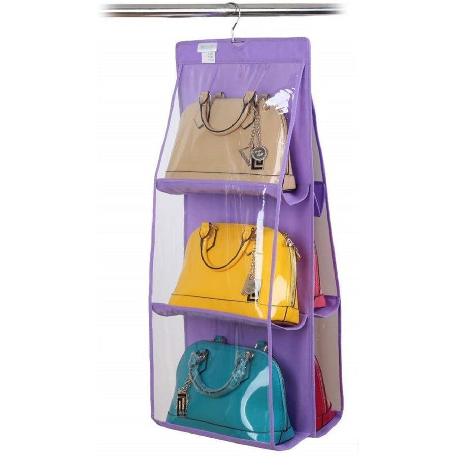 Organizer organizzatore per borse 6 spazi con appendino gancio per armadio, fino a 12 borse