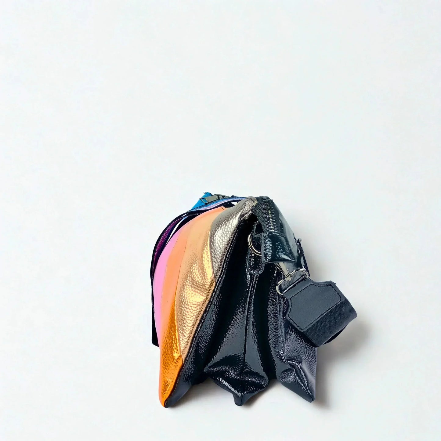 Rainbow Crossbody Bag with Metallic Stripe