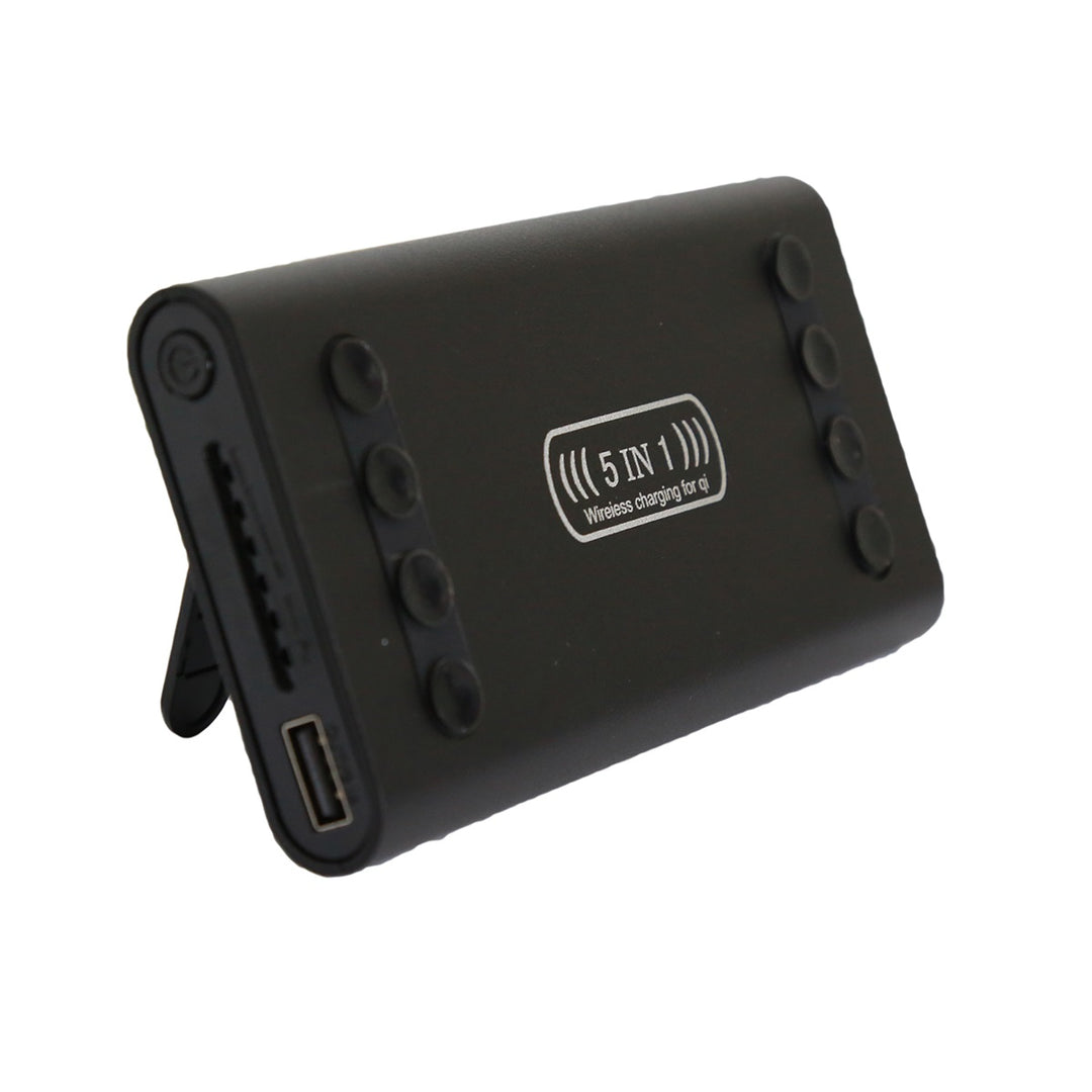 Power Bank 5 in 1 caricatore Wireless senza fili Qi led 10000mAh batteria
