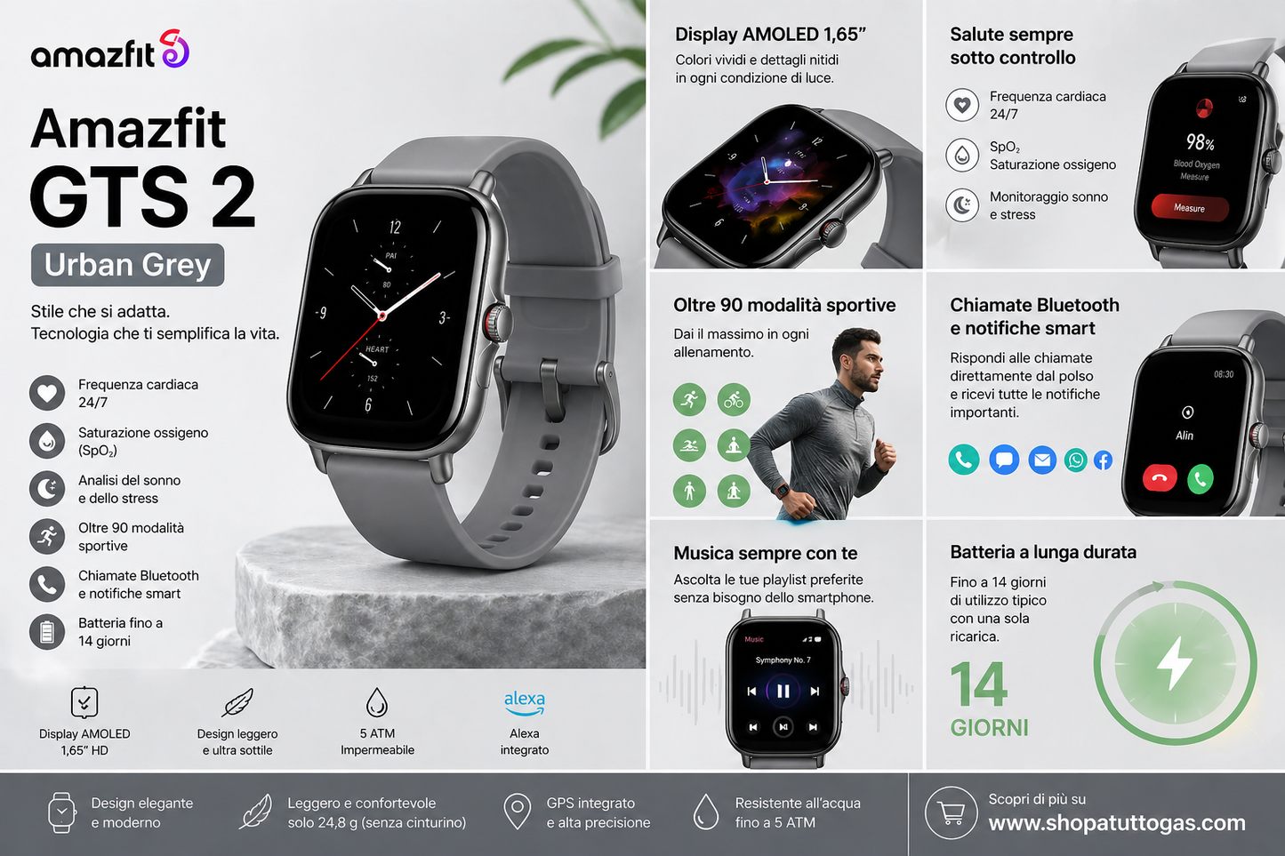 Xiaomi Smartwatch Amazfit GTS 2 Urban Grey