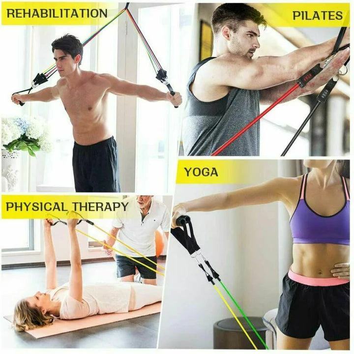 Kit 11 pezzi Elastici Fitness Set Fasce di Resistenza 5 Bande Elastiche Bicipiti Elastici da Pilates Elastico Fitness Estensori Pettorali Lattice Allenamento Casa