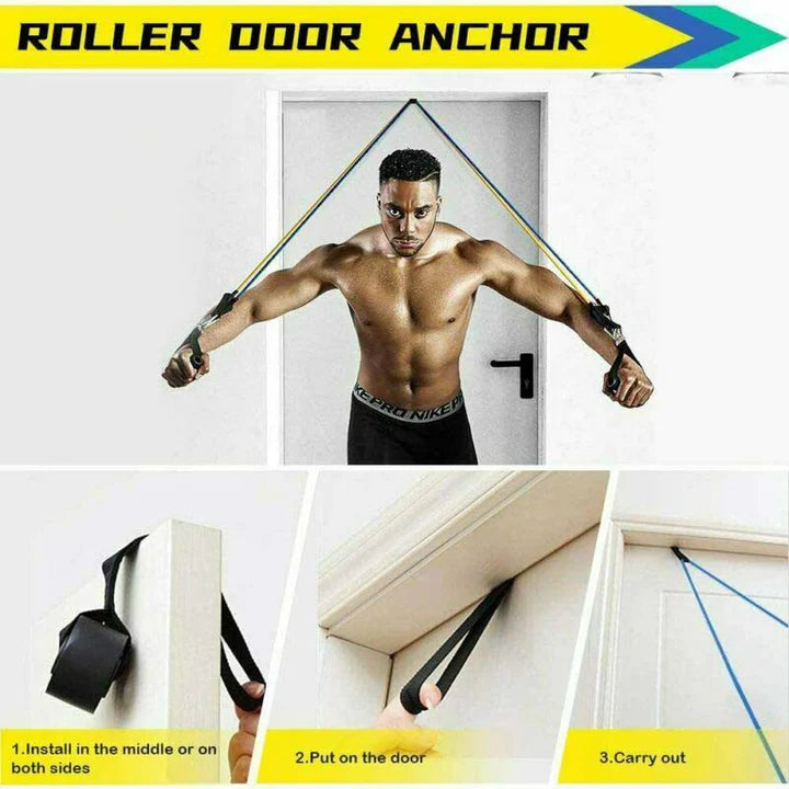 Kit 11 pezzi Elastici Fitness Set Fasce di Resistenza 5 Bande Elastiche Bicipiti Elastici da Pilates Elastico Fitness Estensori Pettorali Lattice Allenamento Casa