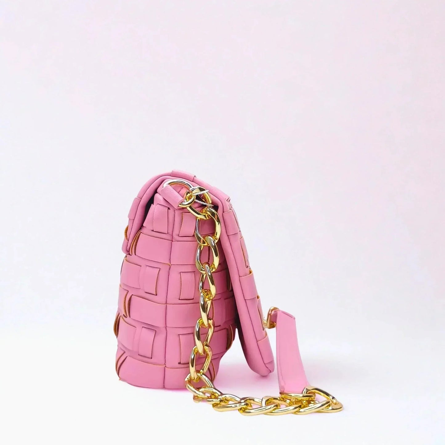 Silver Woven Bag with Chain Strap - MS-2087