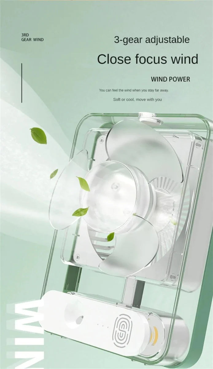 Ventilatore portatile con Condizionatore d'aria funzione di luce notturna funzione di umidificatore dispositivo di raffreddamento dell'aria personale con vaschetta per ghiaccio mini ventola di raffreddamento da scrivania per la camera da letto