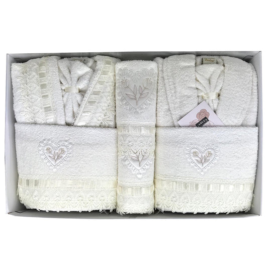 Completo Bagno Asciugamani Accappatoi Uomo Donna Set Pizzo Idea Regalo Corredo