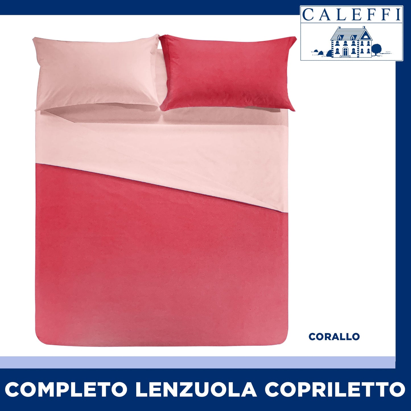 Completo lenzuola copriletto 1 posto e 1/2 Caleffi double puro cotone 0383