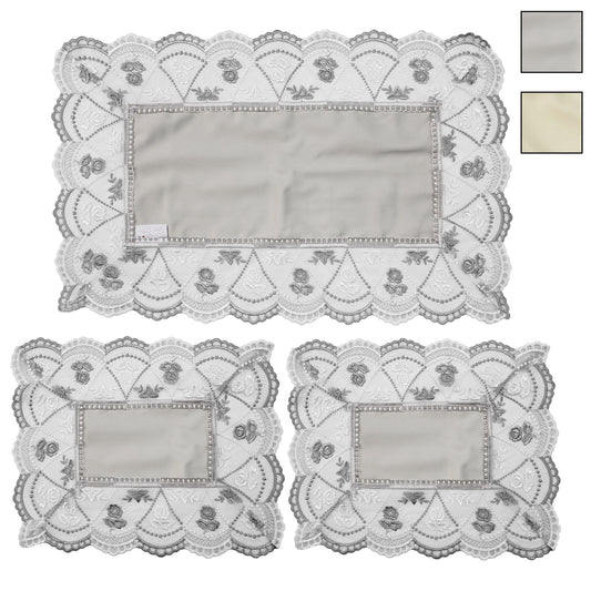Completo centrini e runner set 3 pezzi Renato Balestra Macramè pizzo salone