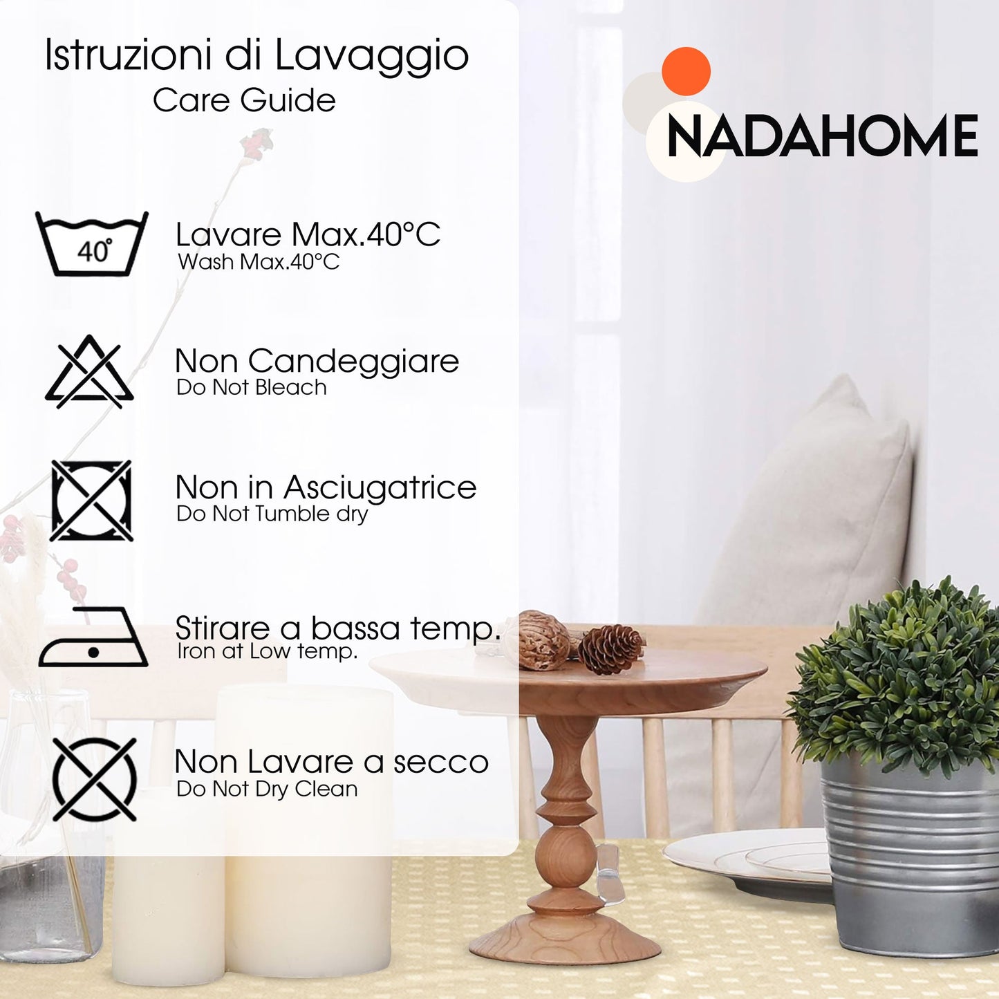 Tovaglia Servizio da Tavola + Tovaglioli 18 Posti Damina in Cotone 0542