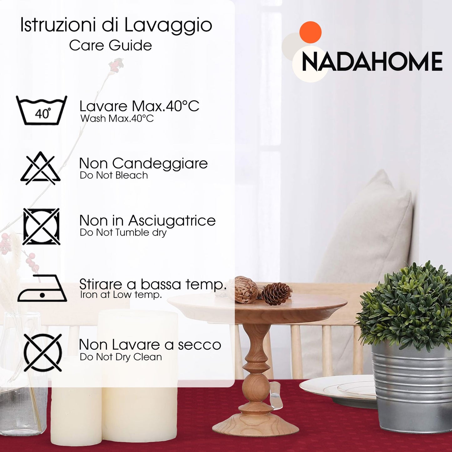 Tovaglia Servizio da Tavola + Tovaglioli 18 Posti Damina in Cotone 0542