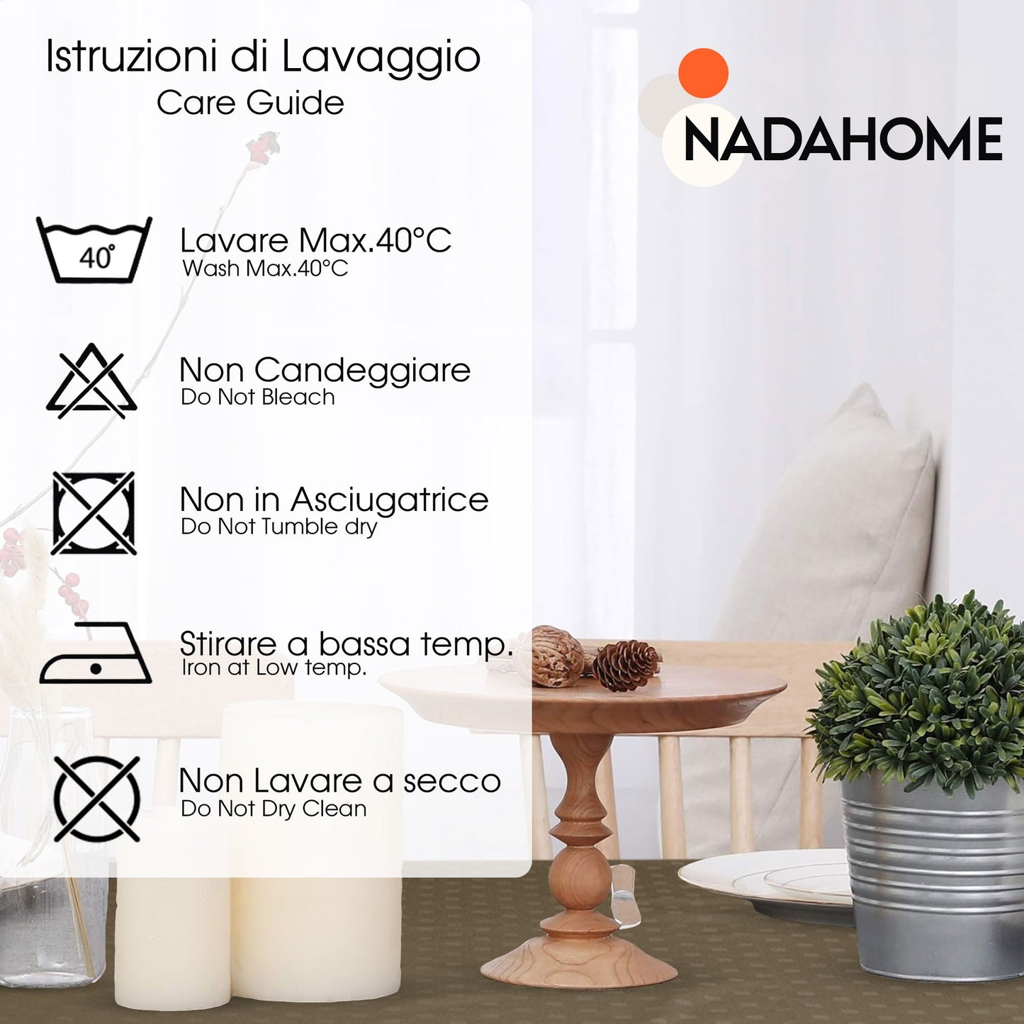 Tovaglia Servizio da Tavola + Tovaglioli 24 Posti Damina in Cotone 0544