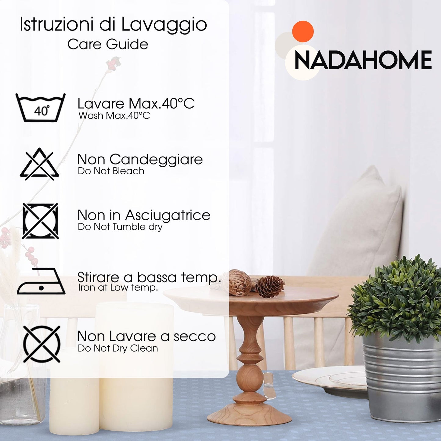 Tovaglia Servizio da Tavola + Tovaglioli 24 Posti Damina in Cotone 0544