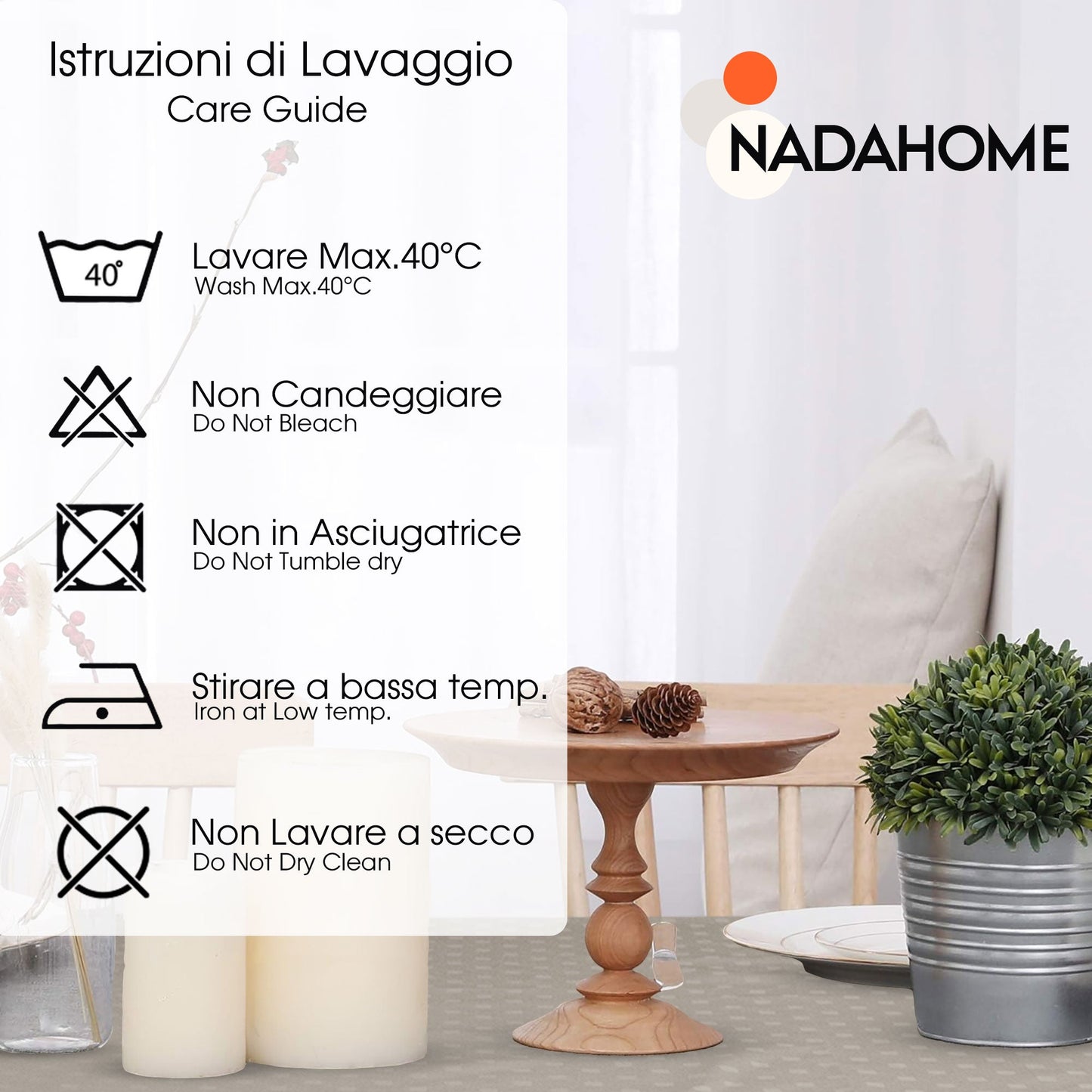 Tovaglia Servizio da Tavola + Tovaglioli 24 Posti Damina in Cotone 0544