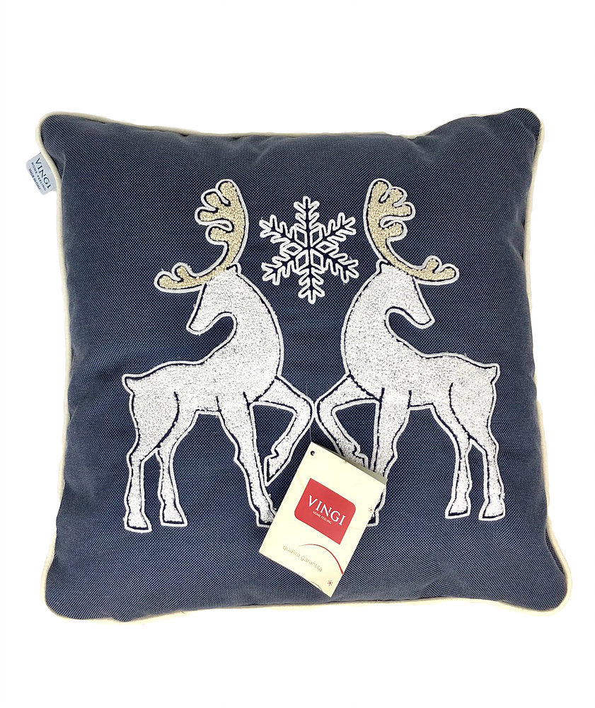 Cuscino natalizio VINGI addobbi Natale arredo decoro 50x50 cm ricamo renna 0661