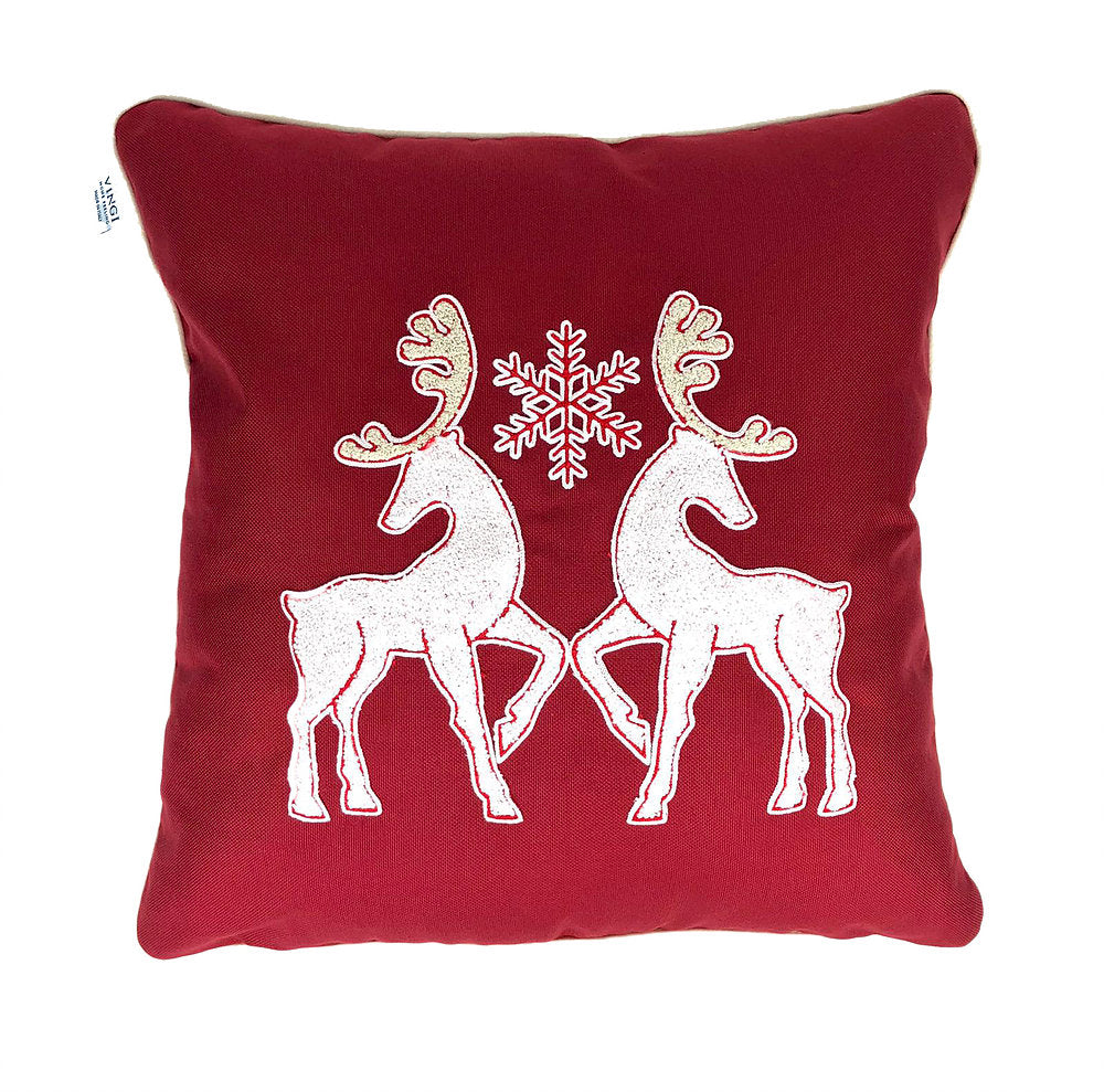 Cuscino natalizio VINGI addobbi Natale arredo decoro 50x50 cm ricamo renna 0661